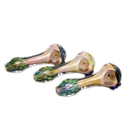 Glass Smoking Hand Pipes Spoon Tabacco Peacock Tail Colorful Head with Clear Thick Glass LL