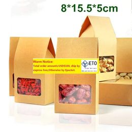 wholesale Wholesale Kraft Paper Box With Clear Window DIY Gift Packaging Food Storage Packing Oragan Bag For Snack Cookies Nuts ZZ