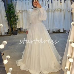 Prinzessin muslimisches Hochzeitskleid mit perlenbesetzten langen Ärmeln, elegante böhmische Landbrautkleider mit Pailletten, skurrile Boho-Braut, keltisch, Vestios De Novia Robe De Mariee