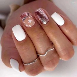 False Nails Long Ballerina Full Cover French Press On Detachable Shining Star Nail Tips Women Girls