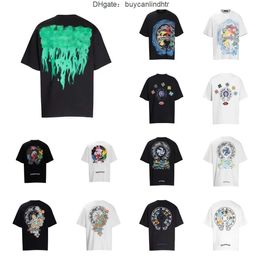 2024classics Mens Ch t Shirts Heart High Quality Brand Crew Neck Chromes Short Sleeves Tops Tees T-shirts Casual Horseshoe Sanskrit Cross Print Chromees Hearts L1JY