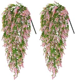 2pcs 78cm Artificial Flower Wisteria Fake Rattan Plastic Ceiling Wheat Ear Foam Lavender Green Plant Vine Plants 240127