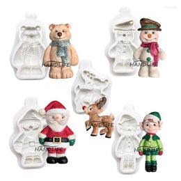 Baking Moulds Christmas Snowman Santa Claus Reindeer Silicone Sugarcraft Mould Resin Tools Cupcake Mould Fondant Cake Decorating