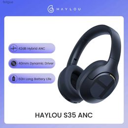 Cell Phone Earphones HAYLOU S35 ANC Over Ear Bluetooth 5.2 Wireless Headphones 42dB Noise Cancellation Headsets 60H Long Playtime Hi-Res Earphones YQ240202