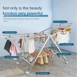 Hangers Mobile Clothing Rod Outdoor Folding Balcony Wing Air Clothes Stainless Steel Household Floor Drying Rack Stall Display Stand