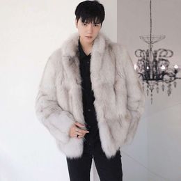Designer Winter Mens Imitation Fur Whole Mink Grass Coat Short Youth Casual N24F