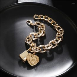 Link Bracelets - Selling Creative Personality Alloy Lock Aluminium Chain Love Pendant Bracelet