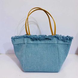 Shoulder Bags Denim Bucket Bag Mini Purse Luxury Designer andbags For Women 2023 New Fasion ig Quality Tassel Rivet Soulder UnderarmH2422