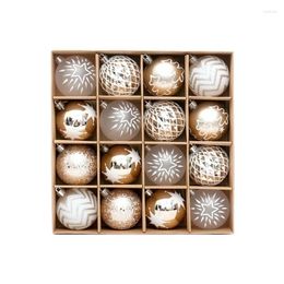Party Decoration Pack Of 16 Shatterproof Champagne Gold White Christmas Bauble Balls Ornaments
