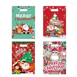 Gift Wrap 10/20Pcs Christmas Snack Candy Bag Cartoon Santa Claus Plastic Merry Year Packaging