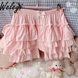 Women's Shorts Sweet Lolita Pink Female 2024 Spring Trend Cute Soft Girl Warm Versatile Pumpkin Cake Skirt Short Leggings Mujer