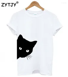Women's T Shirts Cat Looking Outside Print Women Tshirt Casual Funny Shirt For Lady Girl Top Tee Hipster Tumblr Drop Ship MA-7