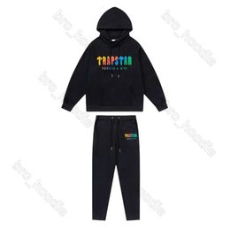 Men's T Shirts Hoodies Brand TRAPSTAR Cotton Embroidered Sportswear Men 15 Colours Warm Two Pieces Set Loose Hoodie Sweatshirt Pants Jogging 487