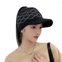 Visors Visor Hats For Women Winter Autumn Warm Plaid Knitted Hat Female Outdoor Sports Baseball Caps Gorras Hombre