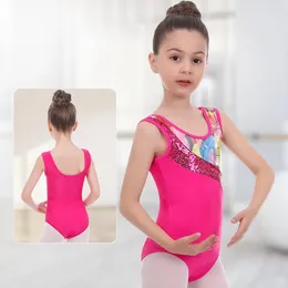 Stage Wear Fashion Color Contrast Classic U-neck Bodysuit Girls' One Piece Ballet Dancewear Leotards Slimming Dance Performance Costumes