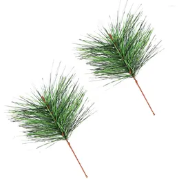 Decorative Flowers 20 Pcs Artificial Pine Needles Mini Christmas Adornment Simulation Decor Tree Pendent Plant Wood Metal Plants