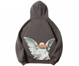 Men039s Hoodies Sweatshirts Mens 2022 Hip Hop Streetwear Harajuku Pullover Angel God Printed Hoodie Pocket Cotton Fleece Grey9438382