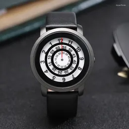 Wristwatches Minimalist Unisex Watch For Men Women Couple Simple Conceptual Black White Dial Quartz Wristwatch Male Female Pointer Clock