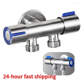 Bathroom Sink Faucets Double Handle G1/2 Stainless Steel Cold Water Faucet Washing Machine Two Ways Out Tap For