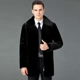 High End Mink Fur Coat for Middle Designer Aged and Elderly Men Winter Thickened Warm Fashionable Dads Top 8994