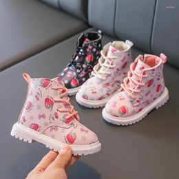 Boots Kids Winter Leather For Girls Thin Cotton Warm Snow Princess Cute Print Short Baby Casual High Top Shoes