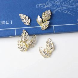 Rings 50pc Gold Tone Alloy Material Crystal Leaf Charm Leaf Branch Pendant for Wedding Head Diy Handmade Jewellery Making