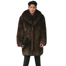 Autumn and Winter Designer Mens Imitation Fur Windbreaker Coat Medium Length Fashionable Casual Y3TA