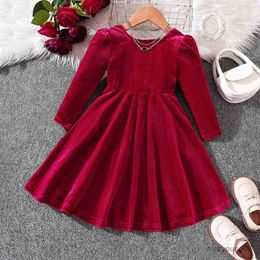 Girl&#039;s Dresses Girls Autumn and Winter New Christmas Velvet Bow Princess Dress