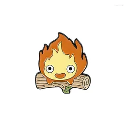 Brooches 2024 Calcifer Enamel Pin Custom Fire Elf Japanese Anime Brooch Lapel Badge Cartoon Jewellery Gift For Kids Friends