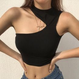 Women's Tanks 2024 Summer Women Sexy Sleeveless Girls Vest Black Crop Tops T-Shirt Y2k Blouse Solid Casual Streetwear Slim