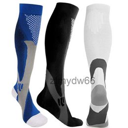 Relieve Compression Knee High Socks Outdoor Sport Running Nursing Marathon Stockings for Women Men White Black Blue OZYW