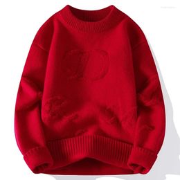 Men's Sweaters 2024 Fall Winter Cashmere Sweater Men High End Thick Warm Mens Christmas Jumper Thermal Pull Homme Fashion Letter Knitwear