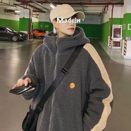 Y2K Fashion American Solid Color Cashmere Coat Street Trend Retro Casual Korean Cotton-padded Jacket For Men And Women Coat1 240118