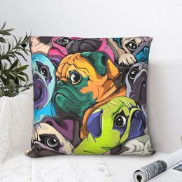 Pillow Portrait Of Many Pugs Pillowcase French Bulldog Backpack For Garden DIY Printed Office Coussin Covers Decorative