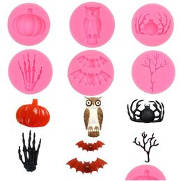 Baking Moulds Halloween Cake Mold Hand Pumpkin Owl Spider Branch Shape Sile Baking Tool 122075 Drop Delivery Home Garden Kitchen, Dini Dhxox