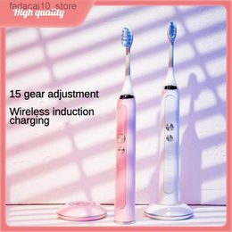 Toothbrush Wireless Charging Sonic Electric Toothbrush Paired Set Lover Gift Adults Soft Bristle Electronic Cordless Charger Pink and White Q240202