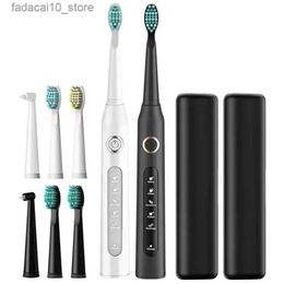 Toothbrush 2 packs of electric toothbrushes IPX8 waterproof automatic 5 cleaning mode intelligent electric toothbrushes Q240202