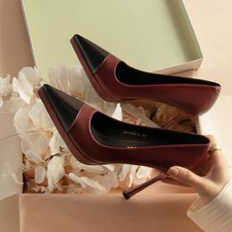 Dress Shoes Flirting On The Bed Wine Red 2024 Waterproof Platform Super High Heels Single Shoe 4831
