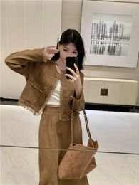 Two Piece Dress Plus Size French Retro Style Short Tassel Design Women's Suit Jacket Coat High Waist Long Skirt Autumn And Winter Fashion