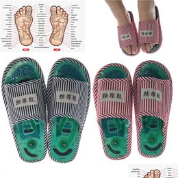 Foot Massager Acupuncture Foot Mas Slippers Health Shoe Shiatsu Magnetic Sandals Healthy Feet Care Masr Magnet Shoes 240127 Drop Deliv Otucg