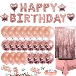 Party Decoration Rose Gold Birthday Balloon Tablecloth Set Confetti