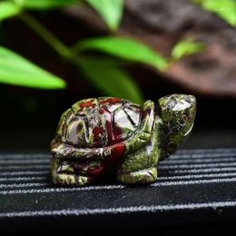 Decorative Figurines Cute Natural Stone Dragon Blood Hand Made Carved Tortoise Crystal Turtle Fashion Craft Animal Figurine Gifts