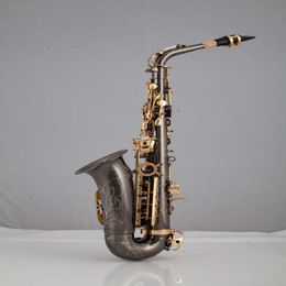 Alto saxophone, wind instrument, black nickel process, Eb tone, package mail, full set of accessories one to one