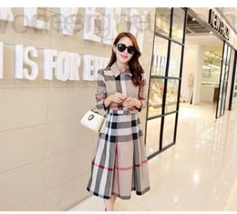 Basic & Casual Dresses designer luxury Designer Spring Women Dress Summer Long Sleeve Stand Collar Plaid Party Work Business Shirt Clothing ETYM