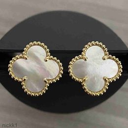 Stud Earrings Luxury Designer Earing Clover Pearl Mother-of-pearl 18k Gold Plated Agate Ear Ring Mothers Day Party Wedding Gift Jewellery GKYF