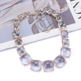 Chains Large Plated Metal Gold Choker Necklace Women Jewellery Multicolor Transparent Collar