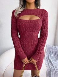 Casual Dresses Women's Sexy Hollow Out Woollen Hip Skirt Fried Dough Twists Waist Bag Autumn And Winter