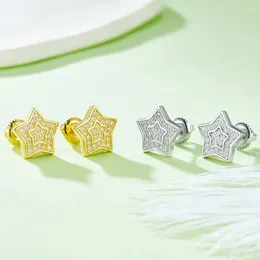 Stud Earrings 0.27ct D Colour Moissanite Star Screwback 18k Gold Plated 925 Sterling Silver Mosan Ear Studs Pass With Gra