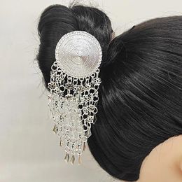 Hair Clips Rain Hat Tassel Stick Belly Dance Dai Style Disc Hairpin Ancient Alloy Daily Fork Accessories