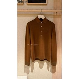Loro Piano Mens Polos Winter Khaki Lapel Long Sleeve Cashmere Sweater J8B6